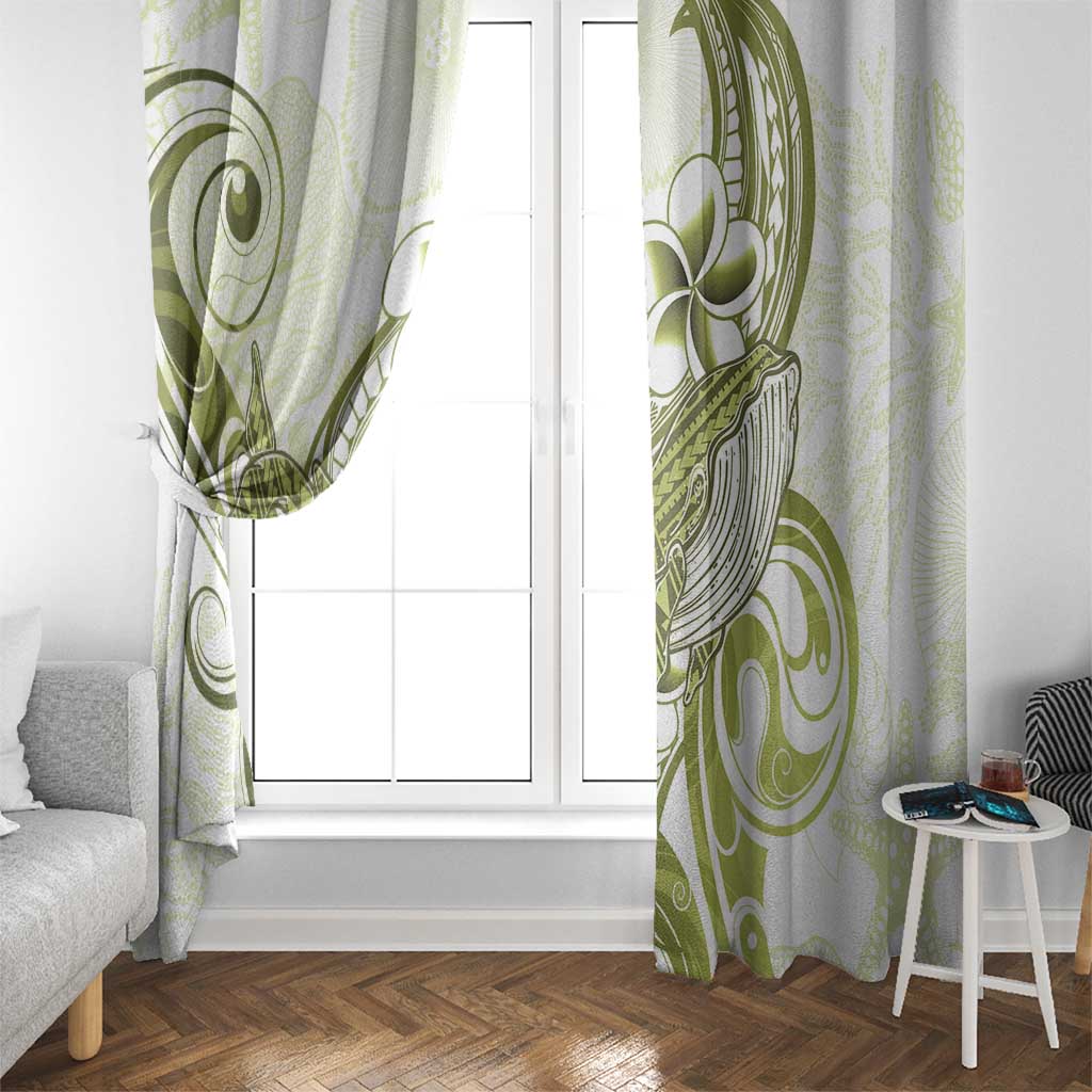 Lime Green Hawaii Window Curtain Humpback Whale Tattoo Polynesian Tribal Ocean Vibes
