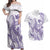 Purple Hawaii Couples Matching Off Shoulder Maxi Dress and Hawaiian Shirt Humpback Whale Tattoo Polynesian Tribal Ocean Vibes