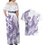 Purple Hawaii Couples Matching Off Shoulder Maxi Dress and Hawaiian Shirt Humpback Whale Tattoo Polynesian Tribal Ocean Vibes