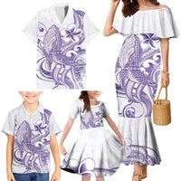 Purple Hawaii Family Matching Mermaid Dress and Hawaiian Shirt Humpback Whale Tattoo Polynesian Tribal Ocean Vibes