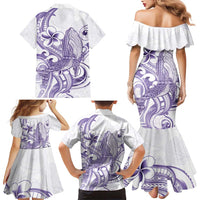 Purple Hawaii Family Matching Mermaid Dress and Hawaiian Shirt Humpback Whale Tattoo Polynesian Tribal Ocean Vibes