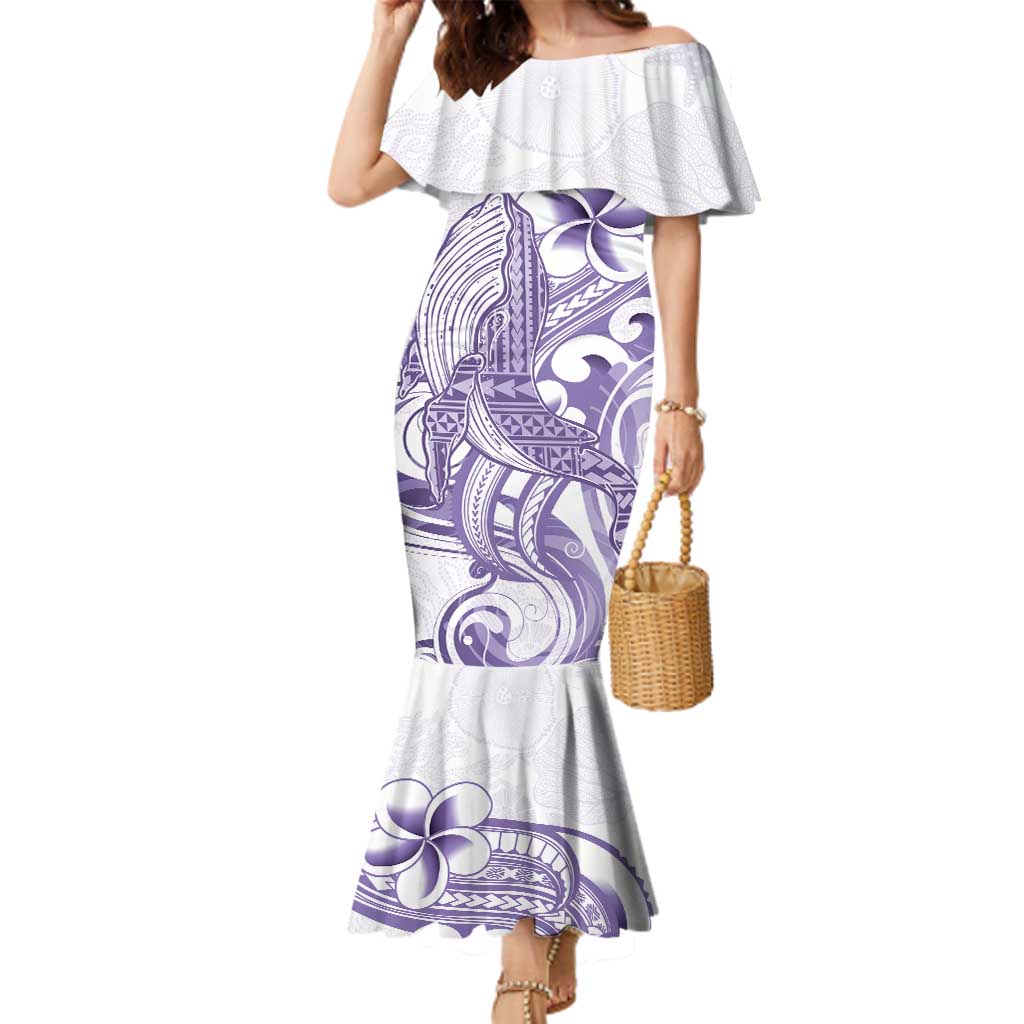 Purple Hawaii Family Matching Mermaid Dress and Hawaiian Shirt Humpback Whale Tattoo Polynesian Tribal Ocean Vibes