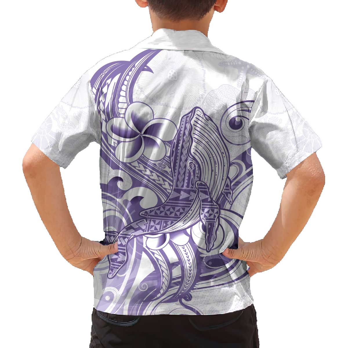 Purple Hawaii Family Matching Puletasi and Hawaiian Shirt Humpback Whale Tattoo Polynesian Tribal Ocean Vibes LT14 - Polynesian Pride