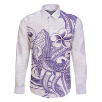 Purple Hawaii Family Matching Puletasi and Hawaiian Shirt Humpback Whale Tattoo Polynesian Tribal Ocean Vibes LT14 Dad's Shirt - Long Sleeve Purple - Polynesian Pride