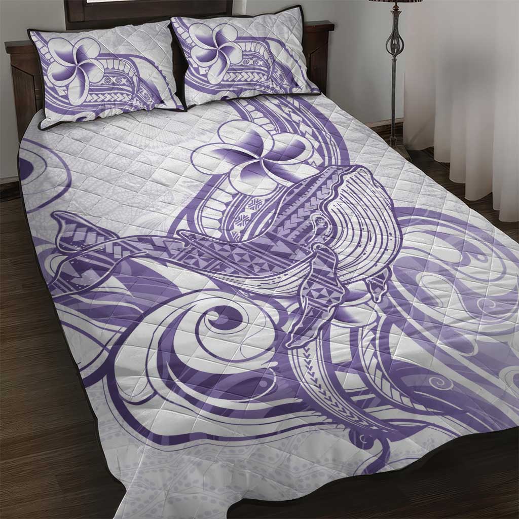 Purple Hawaii Quilt Bed Set Humpback Whale Tattoo Polynesian Tribal Ocean Vibes