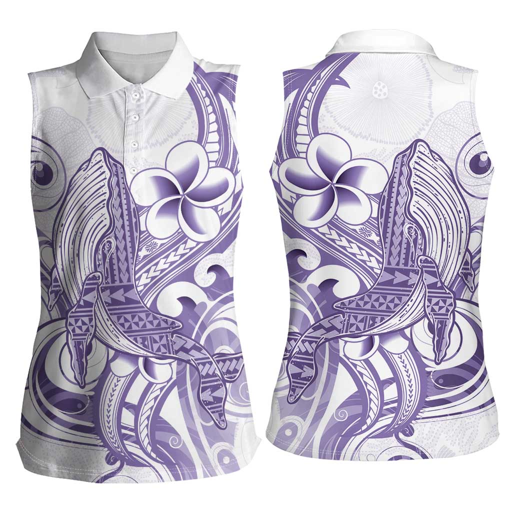 Purple Hawaii Women Sleeveless Polo Shirt Humpback Whale Tattoo Polynesian Tribal Ocean Vibes LT14 - Polynesian Pride