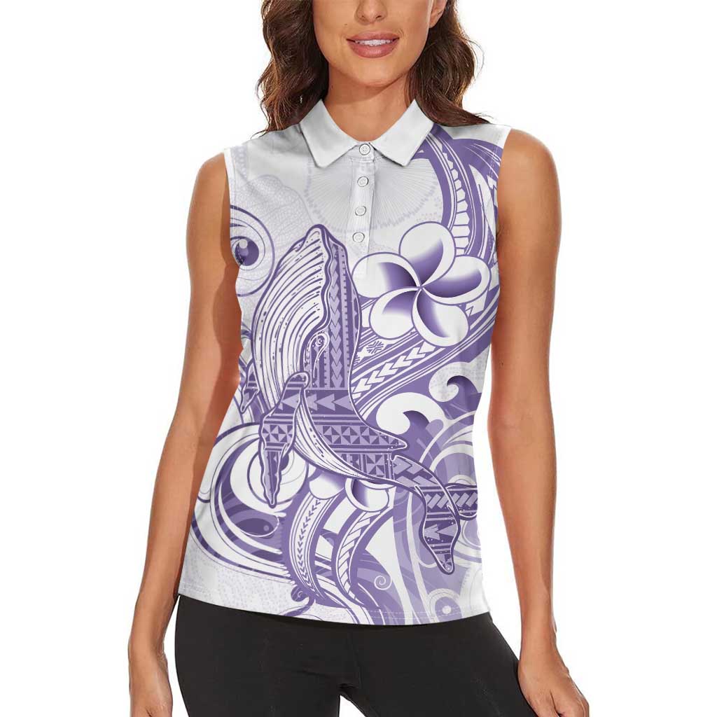 Purple Hawaii Women Sleeveless Polo Shirt Humpback Whale Tattoo Polynesian Tribal Ocean Vibes LT14 - Polynesian Pride