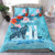 Personalised Hawaii Bedding Set Humpback Whale Tattoo With Tropical Flowers