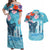 Personalised Hawaii Couples Matching Off Shoulder Maxi Dress and Hawaiian Shirt Humpback Whale Tattoo With Tropical Flowers