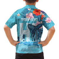 Personalised Hawaii Family Matching Puletasi and Hawaiian Shirt Humpback Whale Tattoo With Tropical Flowers LT14 - Polynesian Pride