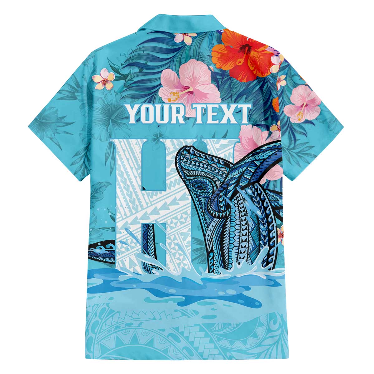 Personalised Hawaii Family Matching Puletasi and Hawaiian Shirt Humpback Whale Tattoo With Tropical Flowers LT14 - Polynesian Pride