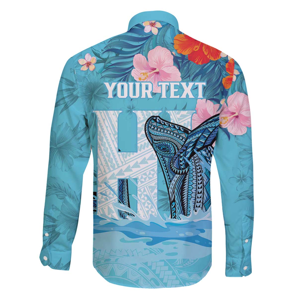 Personalised Hawaii Family Matching Puletasi and Hawaiian Shirt Humpback Whale Tattoo With Tropical Flowers LT14 - Polynesian Pride