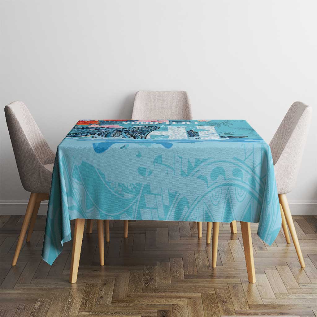 Personalised Hawaii Tablecloth Humpback Whale Tattoo With Tropical Flowers