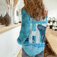 Personalised Hawaii Women Casual Shirt Humpback Whale Tattoo With Tropical Flowers