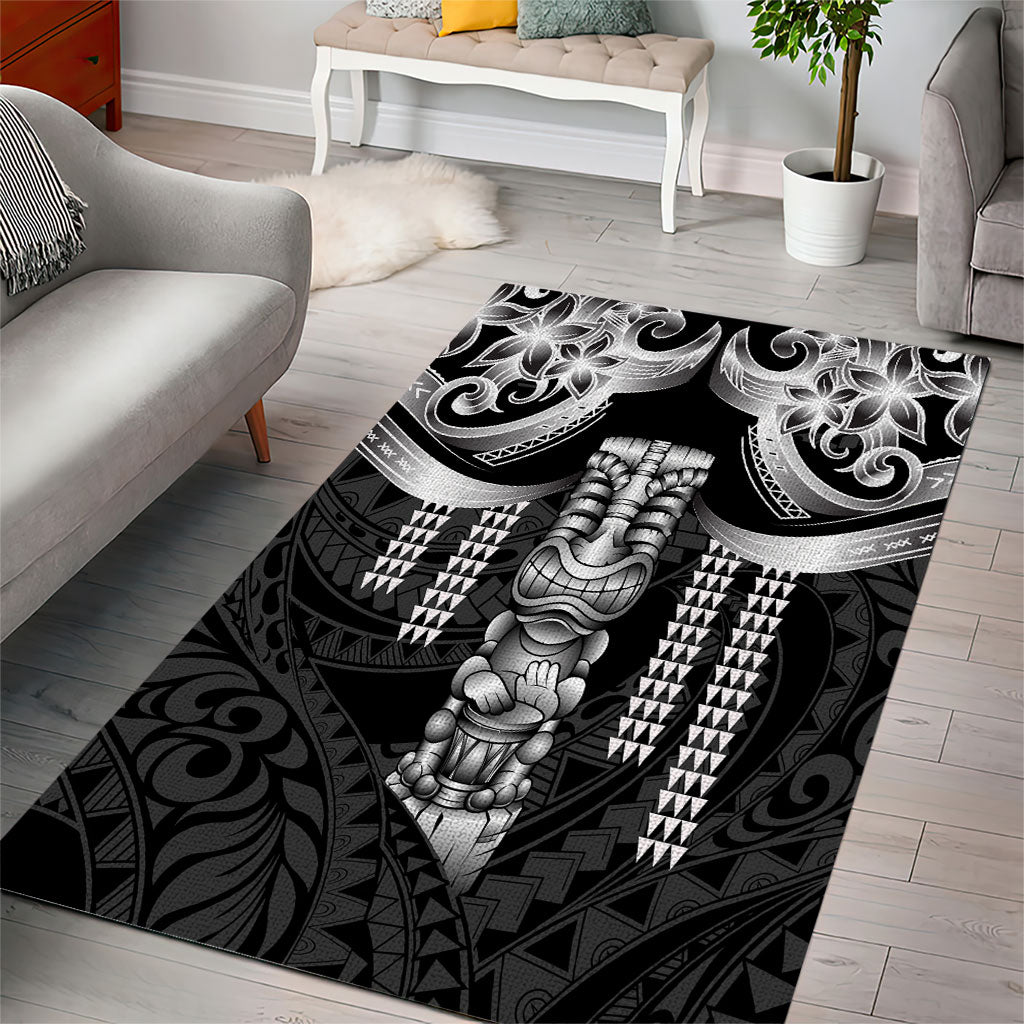 Tiki Drum Hawaii Area Rug Hawaiian Kakau Tattoo Style