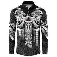 Tiki Drum Hawaii Button Sweatshirt Hawaiian Kakau Tattoo Style