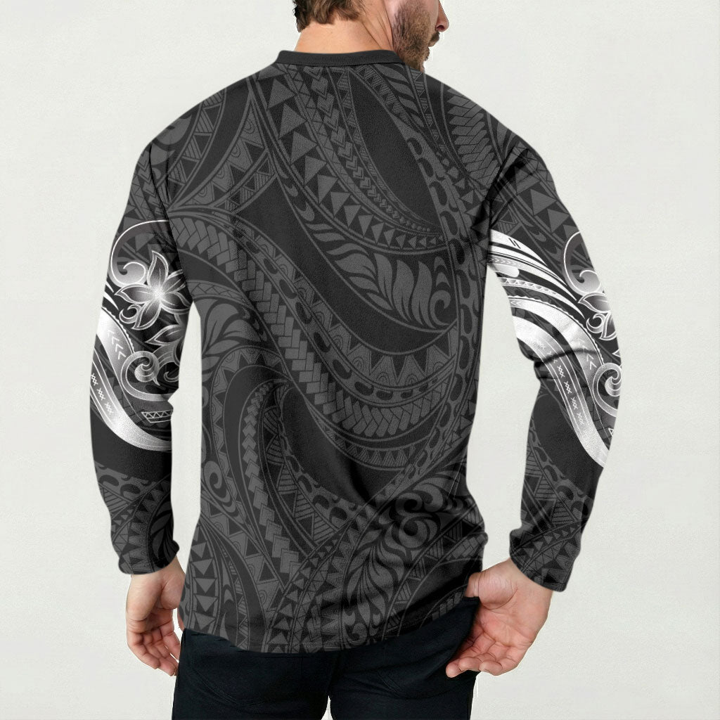 Tiki Drum Hawaii Button Sweatshirt Hawaiian Kakau Tattoo Style