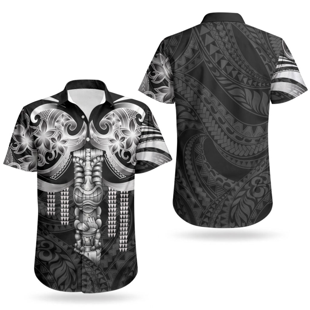 Tiki Drum Hawaii Couples Matching Mermaid Dress and Hawaiian Shirt Hawaiian Kakau Tattoo Style