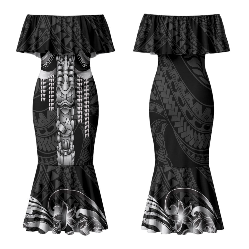 Tiki Drum Hawaii Family Matching Mermaid Dress and Hawaiian Shirt Hawaiian Kakau Tattoo Style