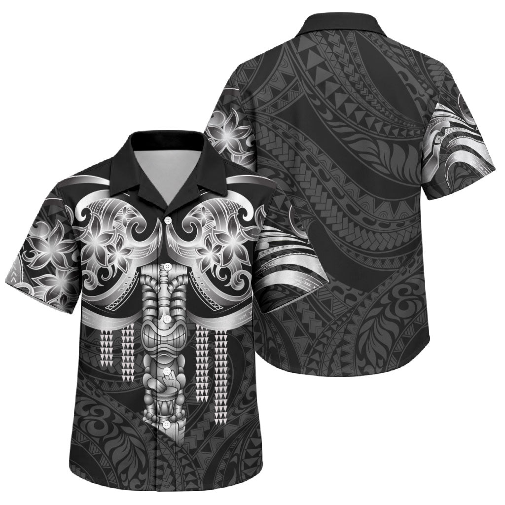 Tiki Drum Hawaii Family Matching Off Shoulder Short Dress and Hawaiian Shirt Hawaiian Kakau Tattoo Style