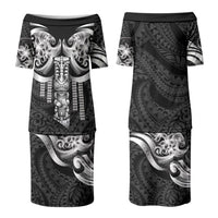Tiki Drum Hawaii Family Matching Puletasi and Hawaiian Shirt Hawaiian Kakau Tattoo Style