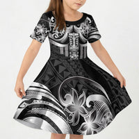 Tiki Drum Hawaii Kid Short Sleeve Dress Hawaiian Kakau Tattoo Style