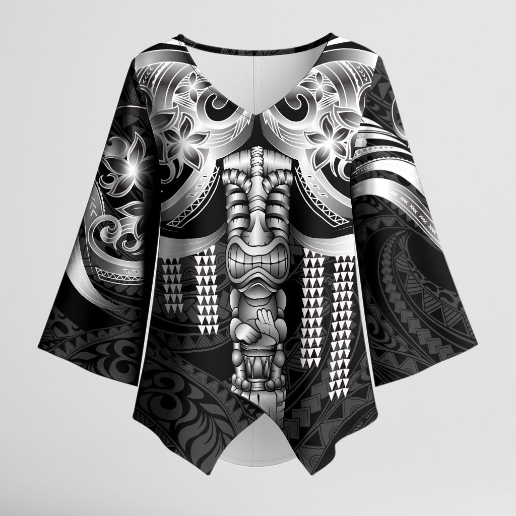 Tiki Drum Hawaii Kimono Sleeve Blouse Hawaiian Kakau Tattoo Style