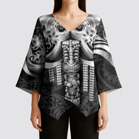 Tiki Drum Hawaii Kimono Sleeve Blouse Hawaiian Kakau Tattoo Style