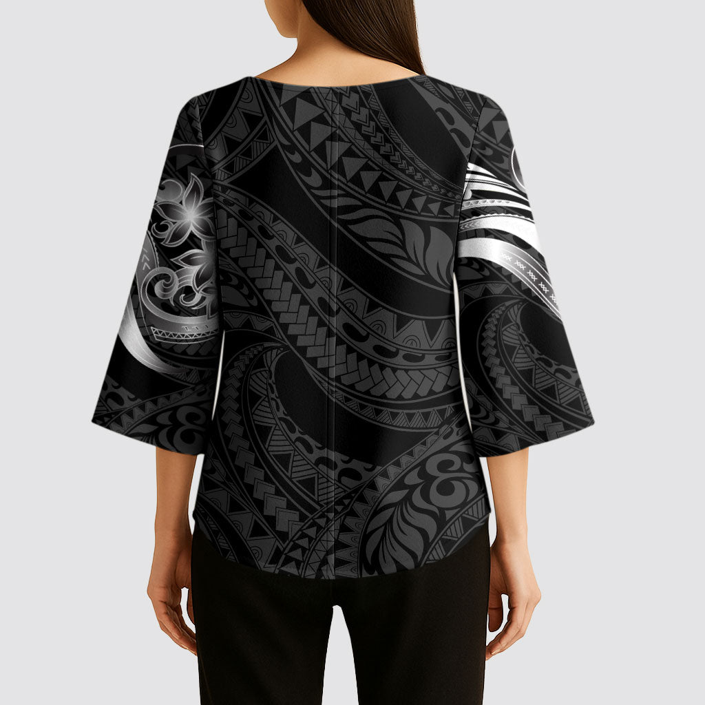 Tiki Drum Hawaii Kimono Sleeve Blouse Hawaiian Kakau Tattoo Style