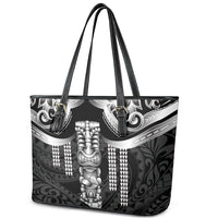 Tiki Drum Hawaii Leather Tote Bag Hawaiian Kakau Tattoo Style