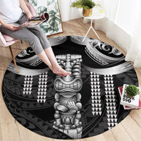Tiki Drum Hawaii Round Carpet Hawaiian Kakau Tattoo Style