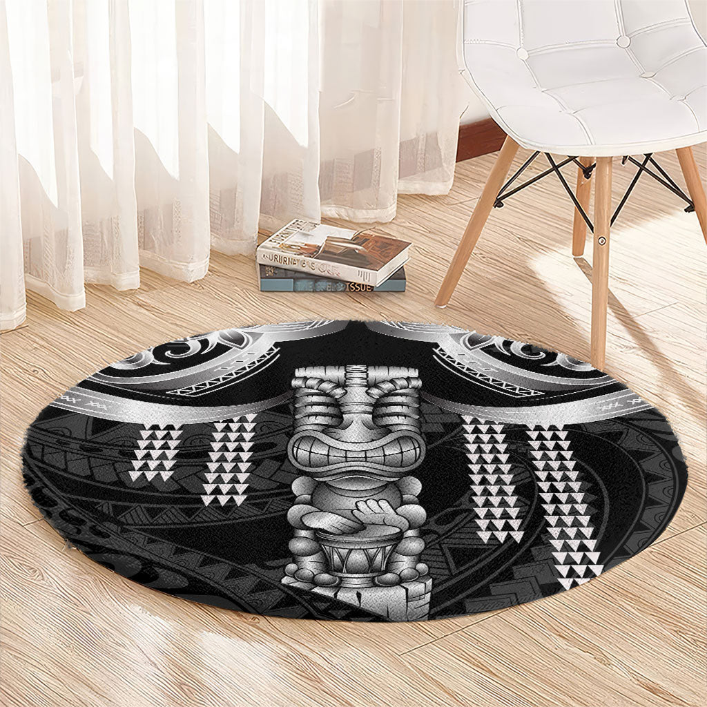 Tiki Drum Hawaii Round Carpet Hawaiian Kakau Tattoo Style