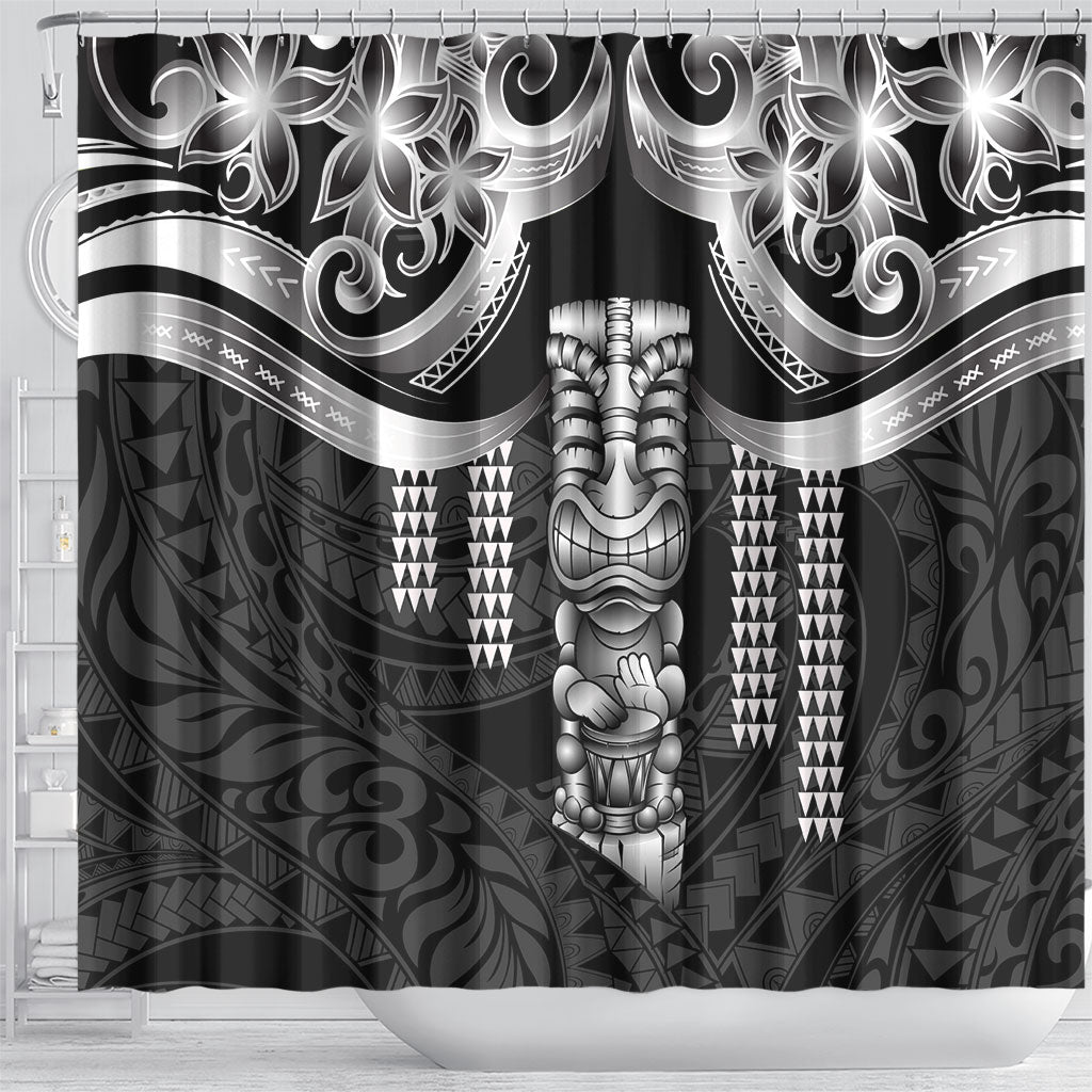 Tiki Drum Hawaii Shower Curtain Hawaiian Kakau Tattoo Style