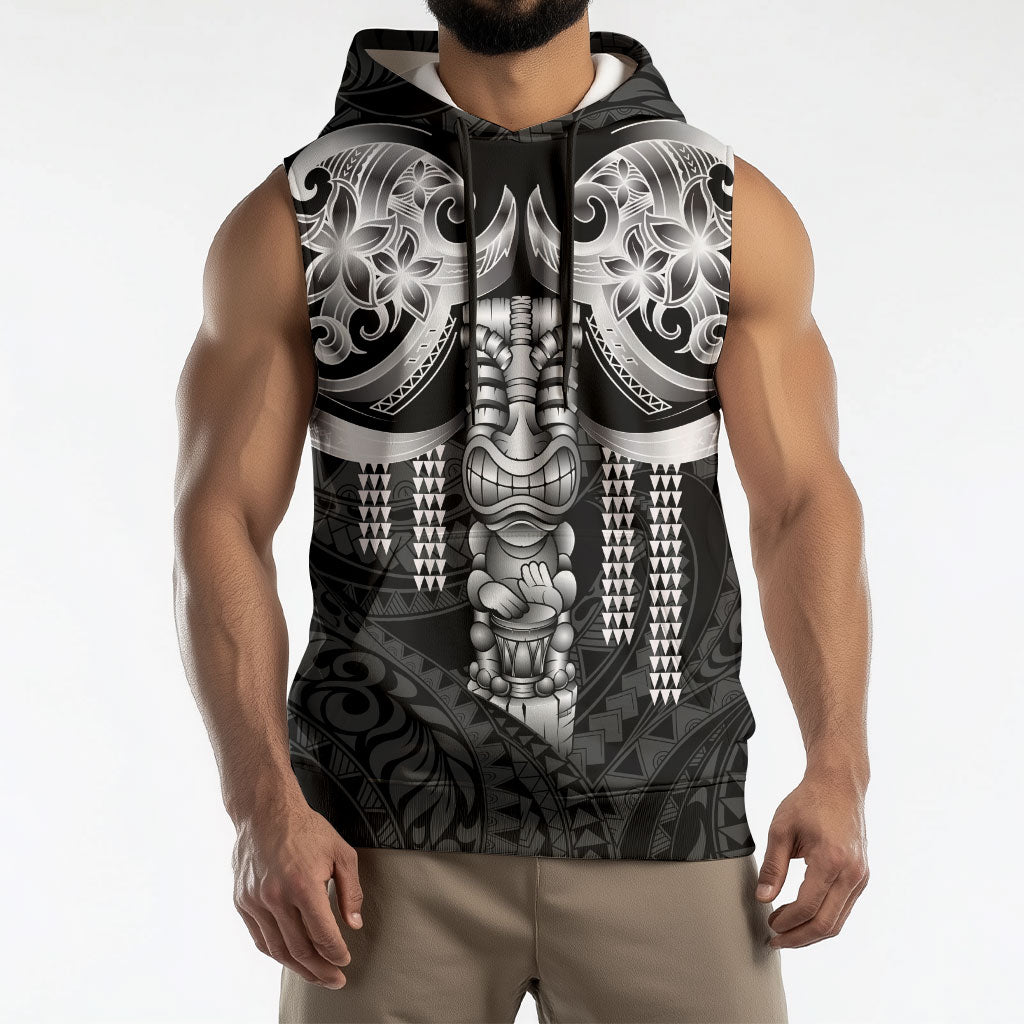 Tiki Drum Hawaii Sleeveless Hoodie Hawaiian Kakau Tattoo Style