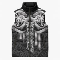 Tiki Drum Hawaii Sleeveless Puffer Jacket Hawaiian Kakau Tattoo Style