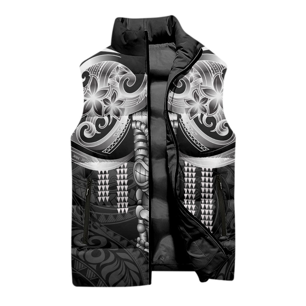 Tiki Drum Hawaii Sleeveless Puffer Jacket Hawaiian Kakau Tattoo Style