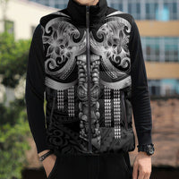 Tiki Drum Hawaii Sleeveless Puffer Jacket Hawaiian Kakau Tattoo Style