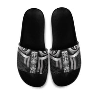 Tiki Drum Hawaii Slide Sandals Hawaiian Kakau Tattoo Style