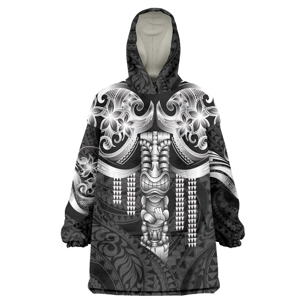 Tiki Drum Hawaii Wearable Blanket Hoodie Hawaiian Kakau Tattoo Style