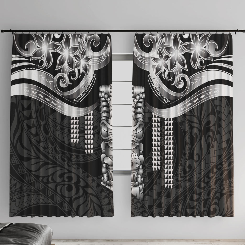 Tiki Drum Hawaii Window Curtain Hawaiian Kakau Tattoo Style