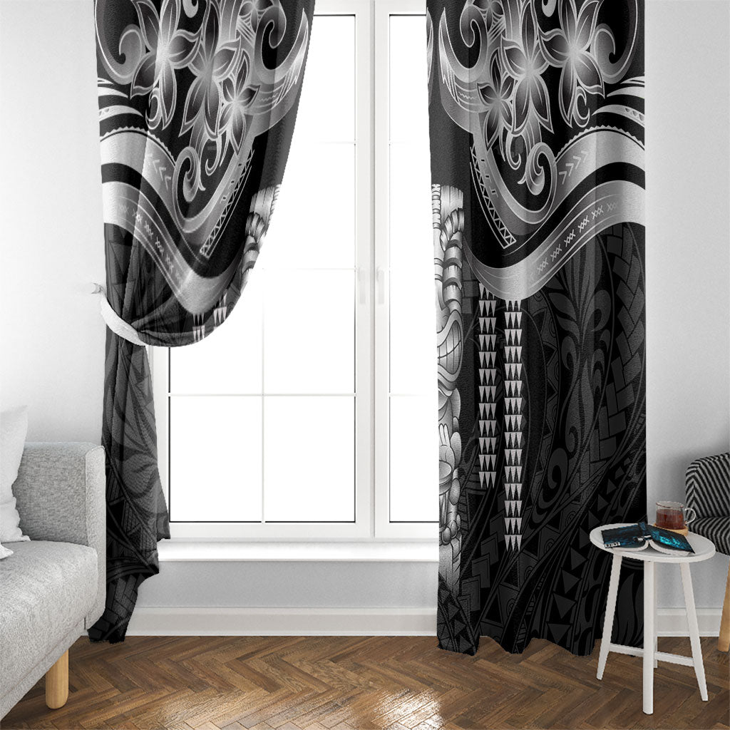 Tiki Drum Hawaii Window Curtain Hawaiian Kakau Tattoo Style