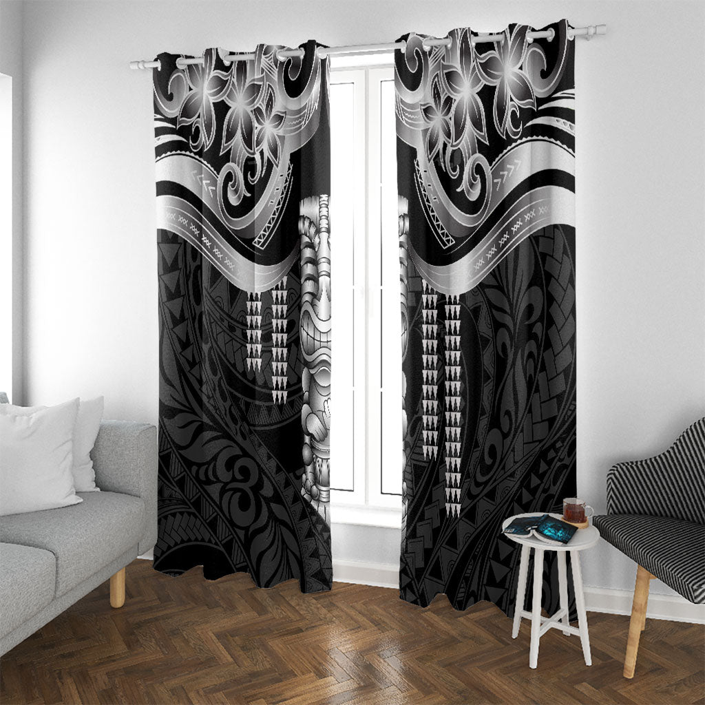 Tiki Drum Hawaii Window Curtain Hawaiian Kakau Tattoo Style