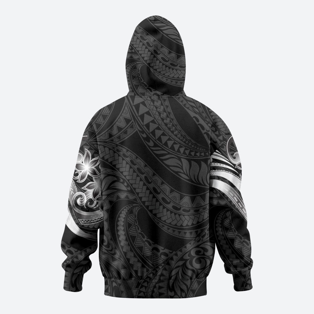 Tiki Drum Hawaii Zip Hoodie Hawaiian Kakau Tattoo Style