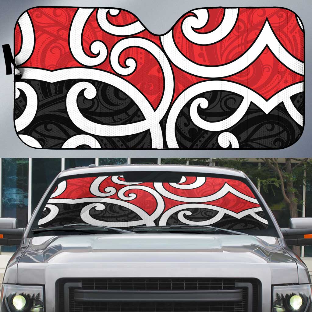 New Zealand Auto Sun Shade Maori Koru Tino Rangatiratanga Color - Polynesian Pride