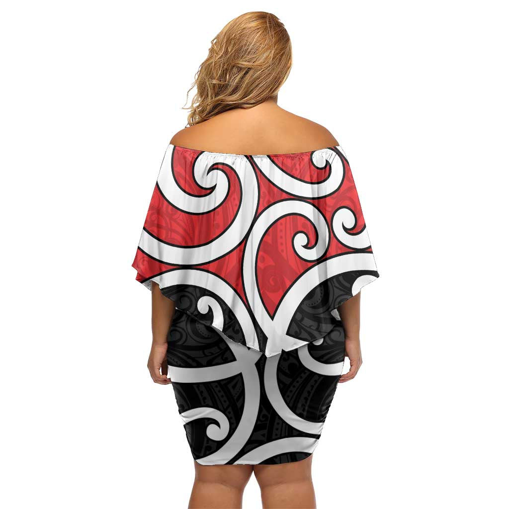 New Zealand Family Matching Off Shoulder Short Dress and Hawaiian Shirt Maori Koru Tino Rangatiratanga Color - Polynesian Pride