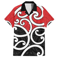 New Zealand Family Matching Short Sleeve Bodycon Dress and Hawaiian Shirt Maori Koru Tino Rangatiratanga Color LT14 Dad's Shirt - Short Sleeve Red - Polynesian Pride