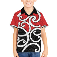 New Zealand Family Matching Short Sleeve Bodycon Dress and Hawaiian Shirt Maori Koru Tino Rangatiratanga Color LT14 Son's Shirt Red - Polynesian Pride
