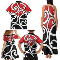 New Zealand Family Matching Tank Maxi Dress and Hawaiian Shirt Maori Koru Tino Rangatiratanga Color - Polynesian Pride