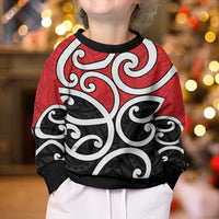 New Zealand Kid Ugly Christmas Sweater Maori Koru Tino Rangatiratanga Color - Polynesian Pride