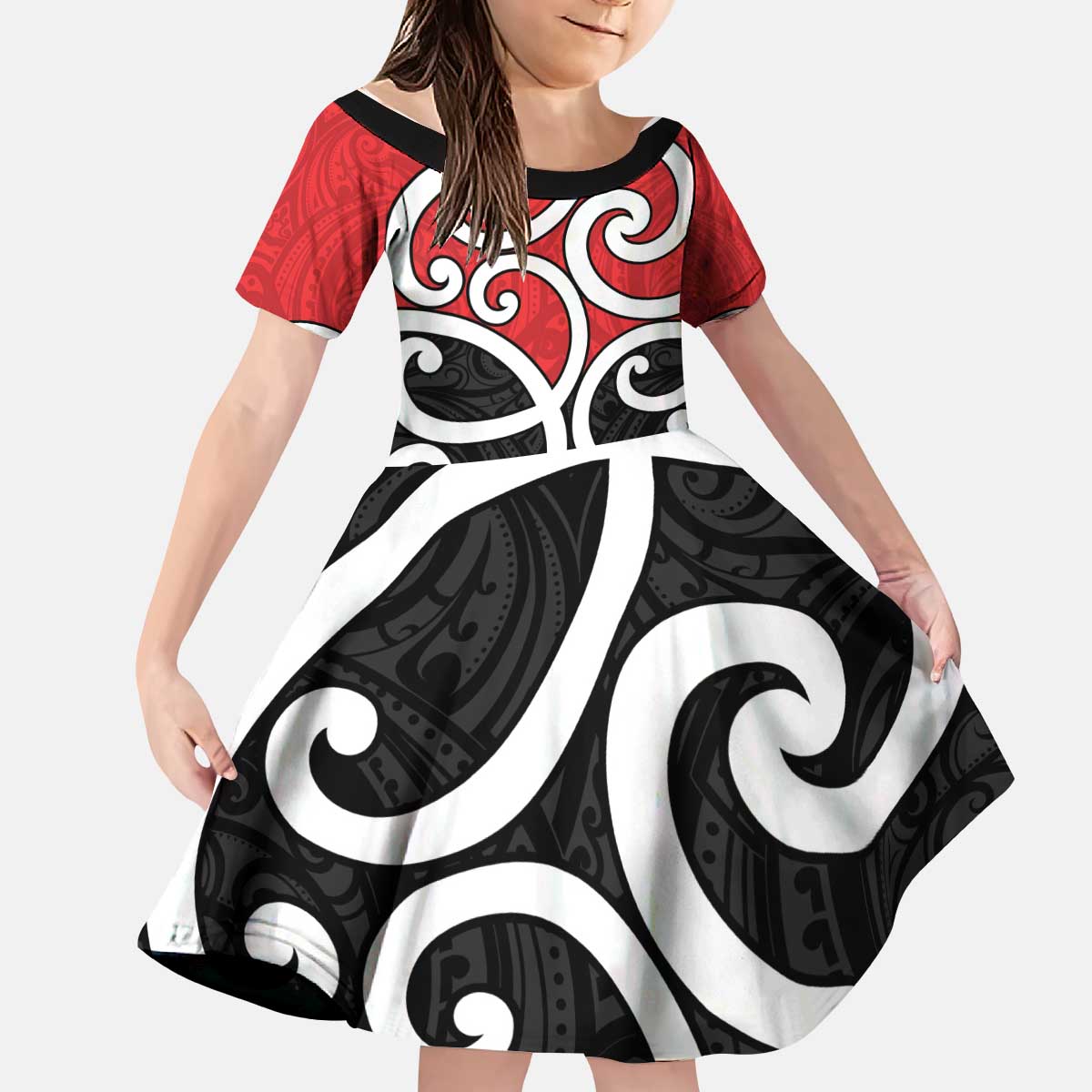 New Zealand Kid Short Sleeve Dress Maori Koru Tino Rangatiratanga Color - Polynesian Pride